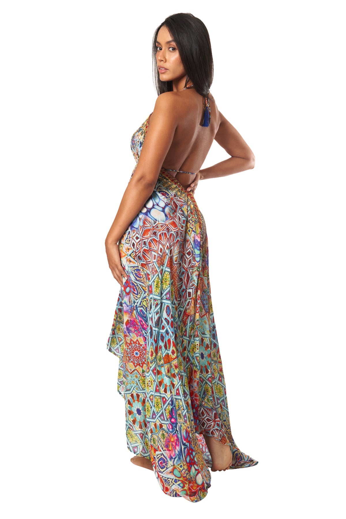 

Платье макси с бретелью через шею Miami La Moda Clothing, цвет multi