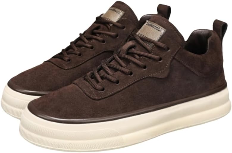 

Мужские повседневные спортивные кроссовки однотонного цвета на высокой подошве - с круглым носком, шнуровкой, легкие кроссовки для походов, осень/зима Hoalox, Low-top Coffee Color