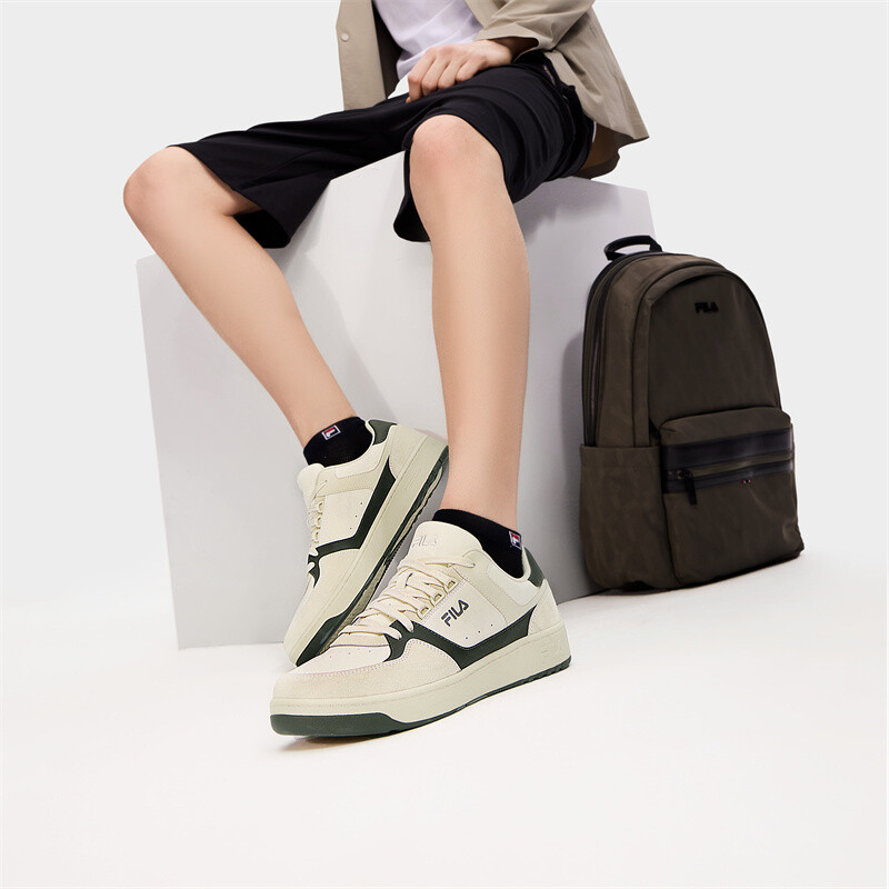 Кроссовки FILA Targa Skateboarding Shoes Men Low-top Milk White/Beetle Green, зеленый — фото 3