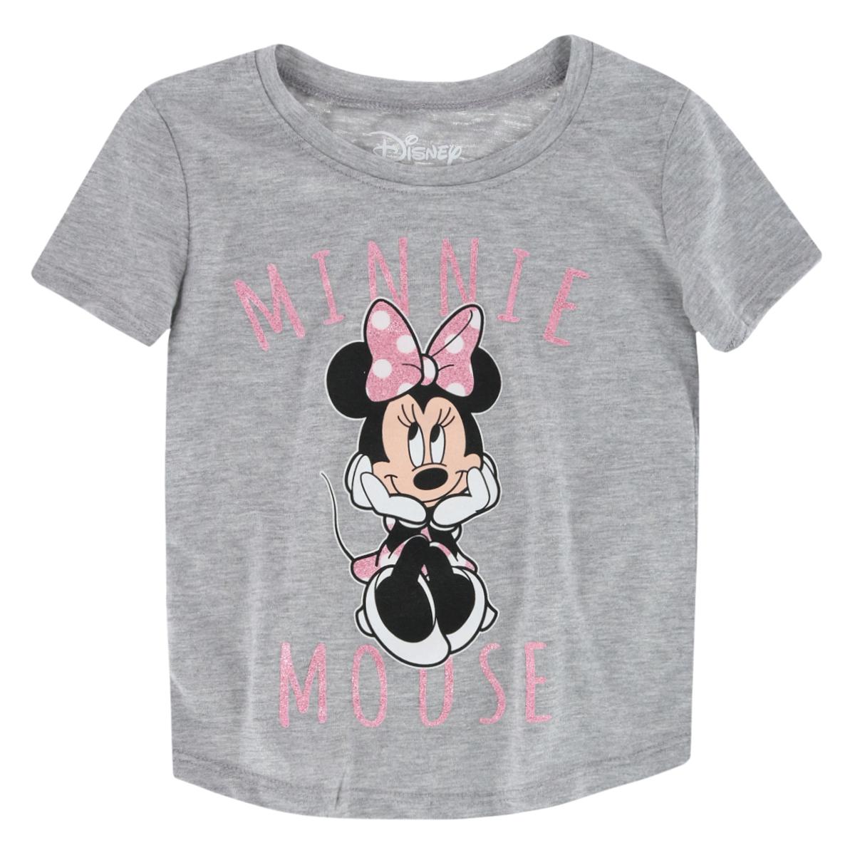 

Футболка с короткими рукавами и блестками с бантом от Minnie Mouse для девочек Jerry Leigh, серый