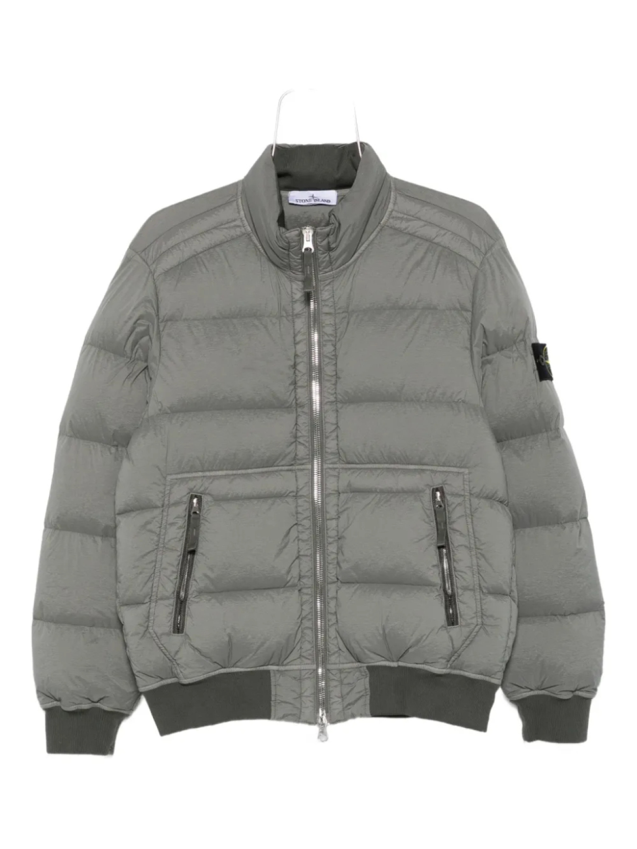

Стеганая куртка Stone Island на молнии спереди, зеленый
