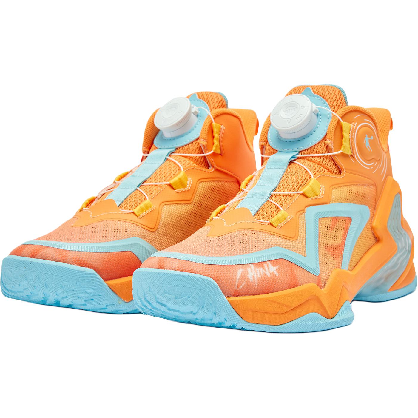 QIAODAN Детские баскетбольные кроссовки low top Orange Blue нескользящие износостойкие — фото 4