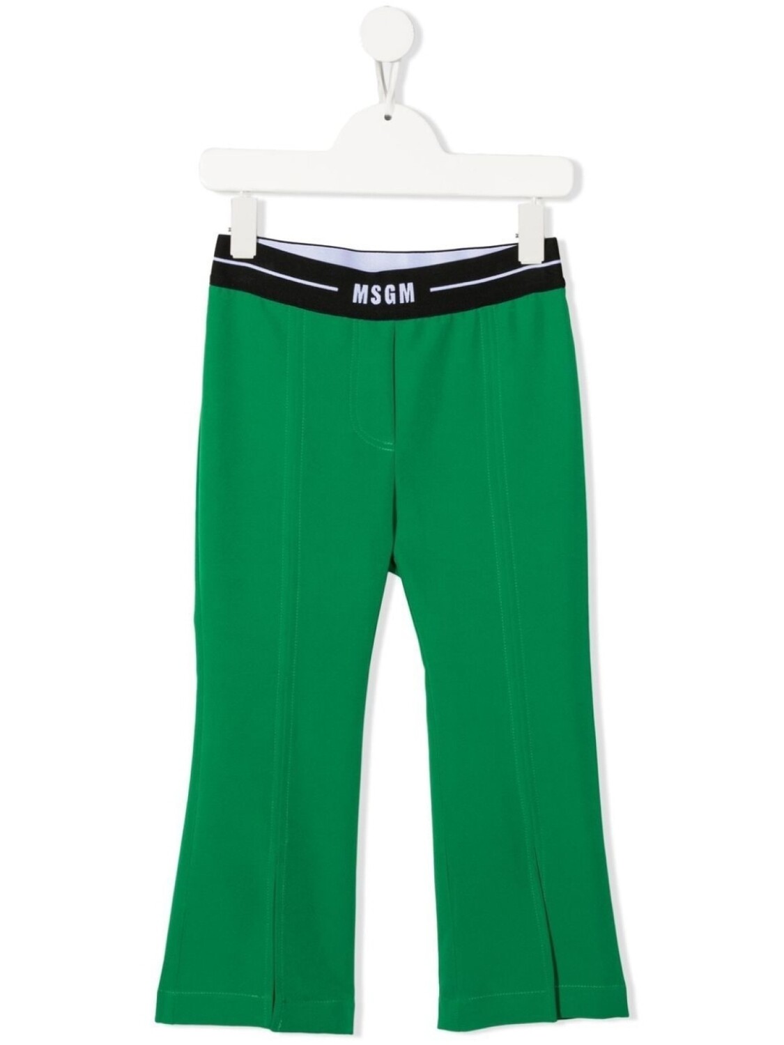 

MSGM Kids расклешенные брюки с логотипом на поясе, зеленый