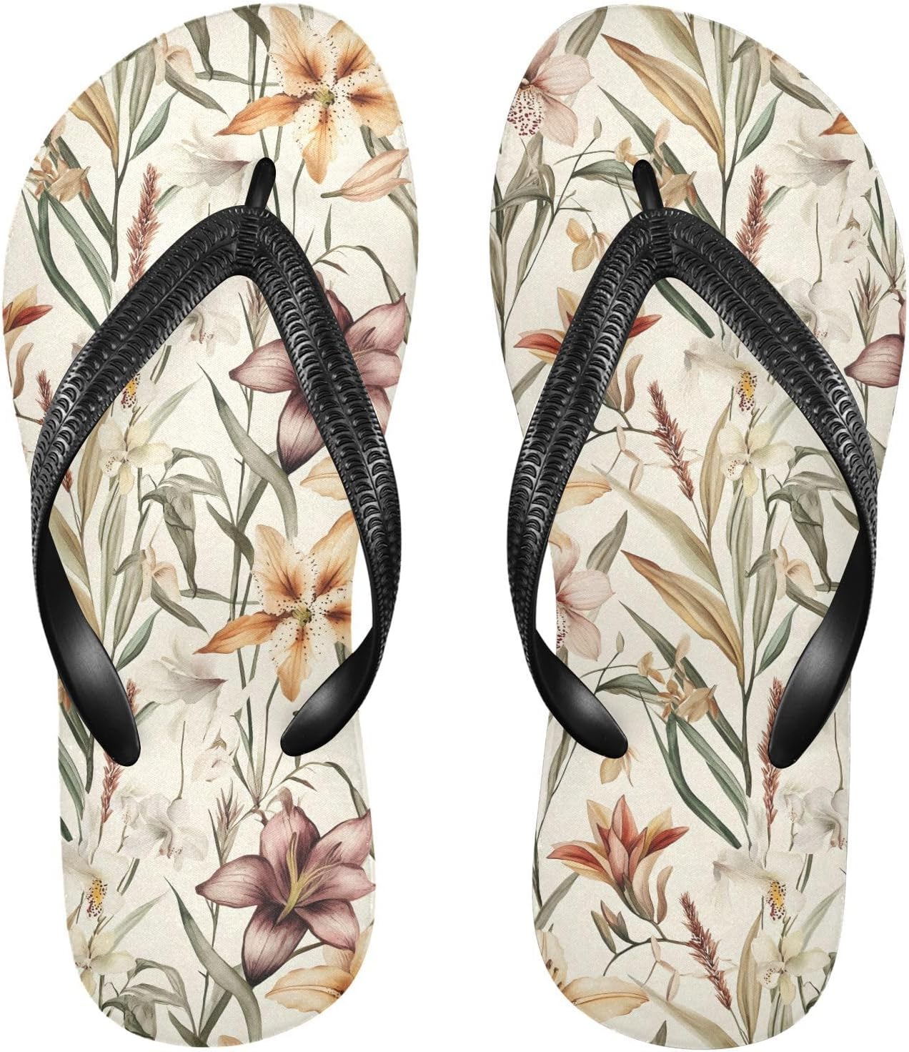 

Винтажные пляжные шлепанцы с цветами лилий для женщин и мужчин, летние повседневные сандалии для душа 20861015 Kfbe, Lily