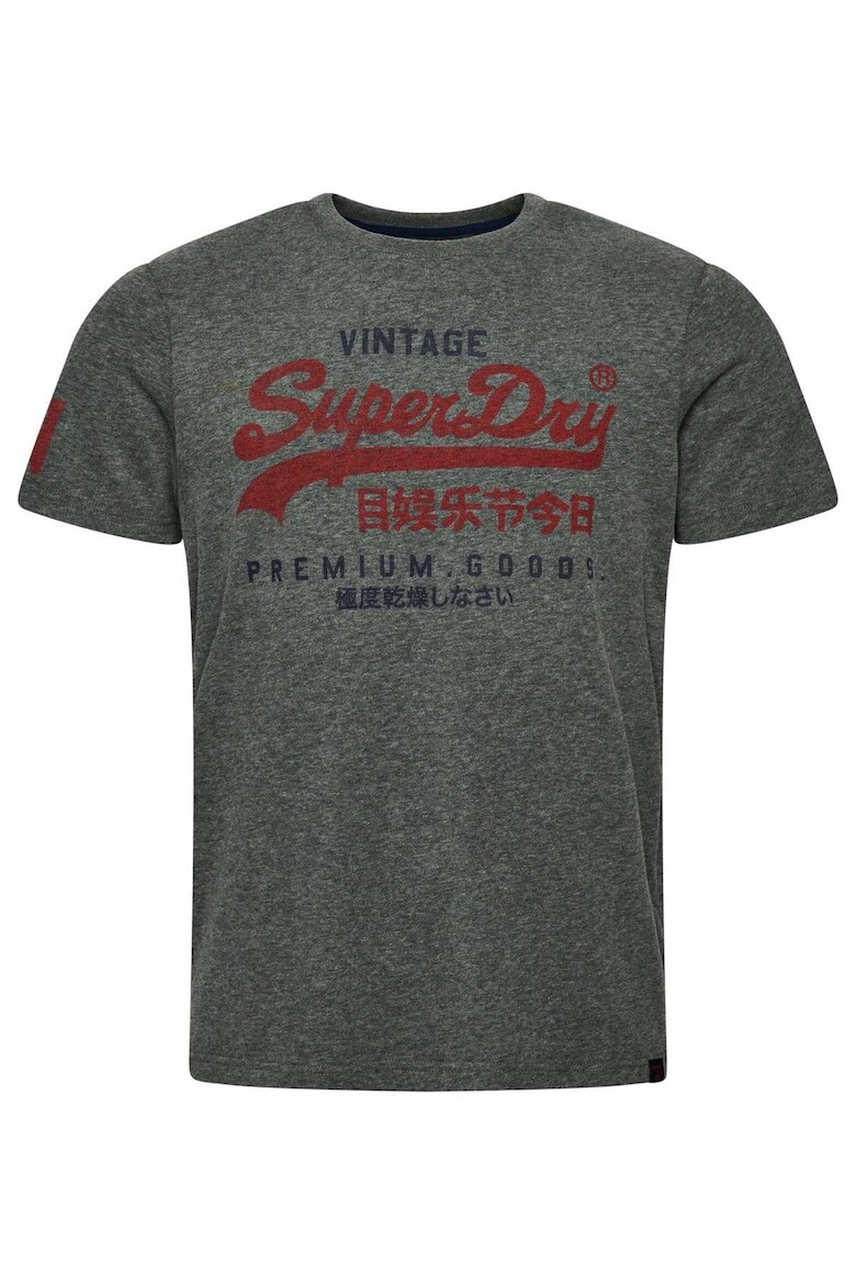 

Винтажная классическая футболка с логотипом и овальным вырезом Superdry, серый