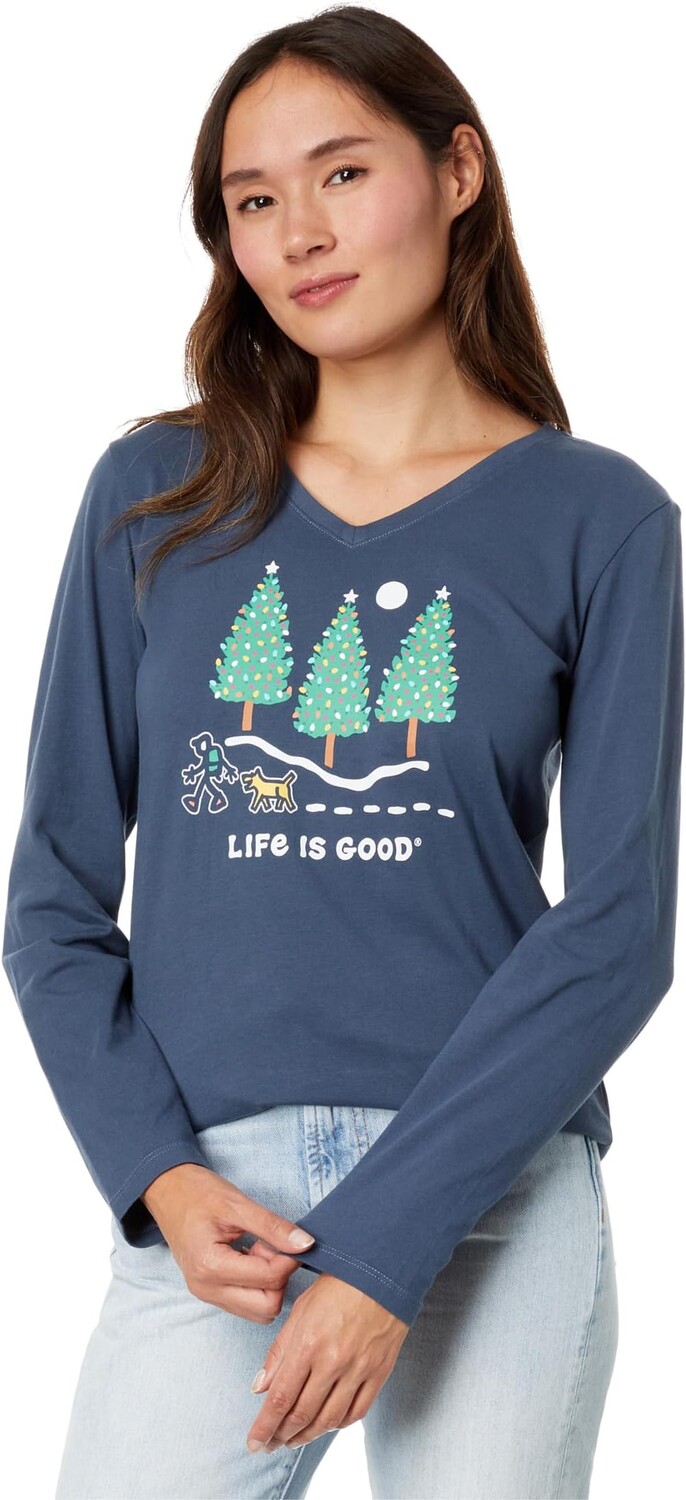 

Футболка Life is Good Hiking Holiday Long Sleeve CrusherVee, цвет Darkest Blue