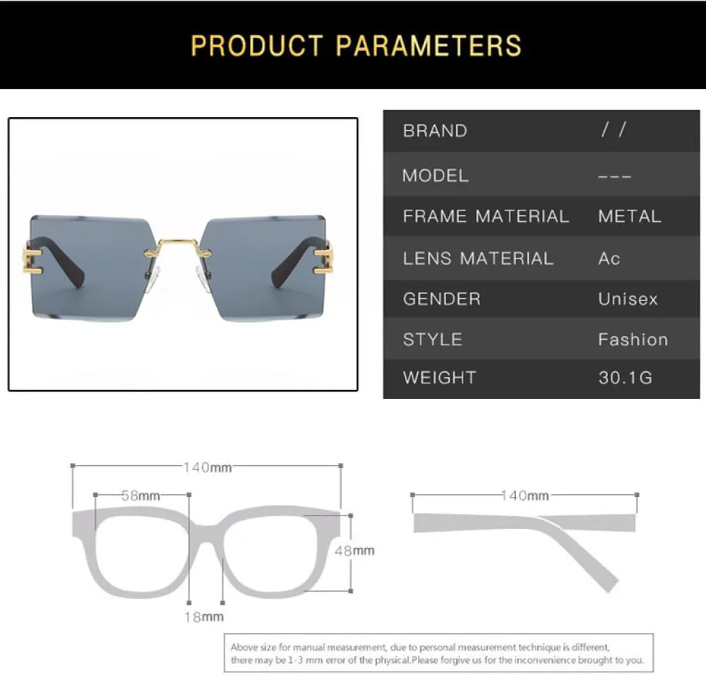 

MUTYNE Роскошные квадратные солнцезащитные очки без оправы для мужчин, солнцезащитные очки с градиентным переходом цвета для женщин, модные винтажные очки, Gray