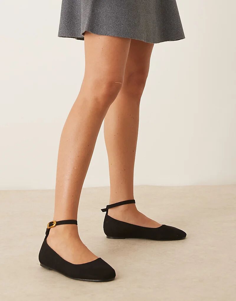 Балетки Lara с круглым носком из черной замши ASOS DESIGN — фото 2