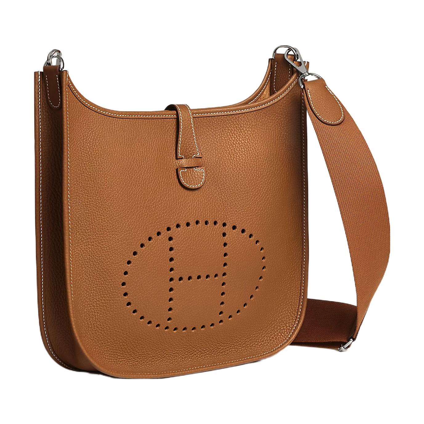 HERMES Сумка кроссбоди Evelyne Taurillon Clemence из кожи коровы золотисто-коричневый — фото 2