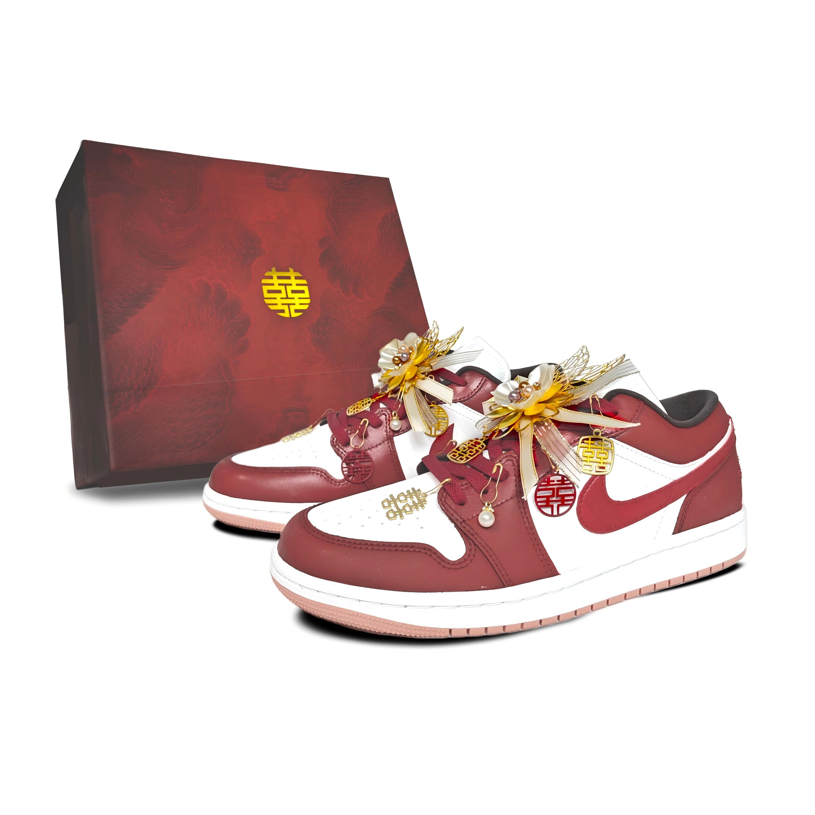 

Jordan Air 1 Blooming Flowers And Full Moon, Box Abrasion Resistant Low top Vintage Basketball Shoes Unisex Red