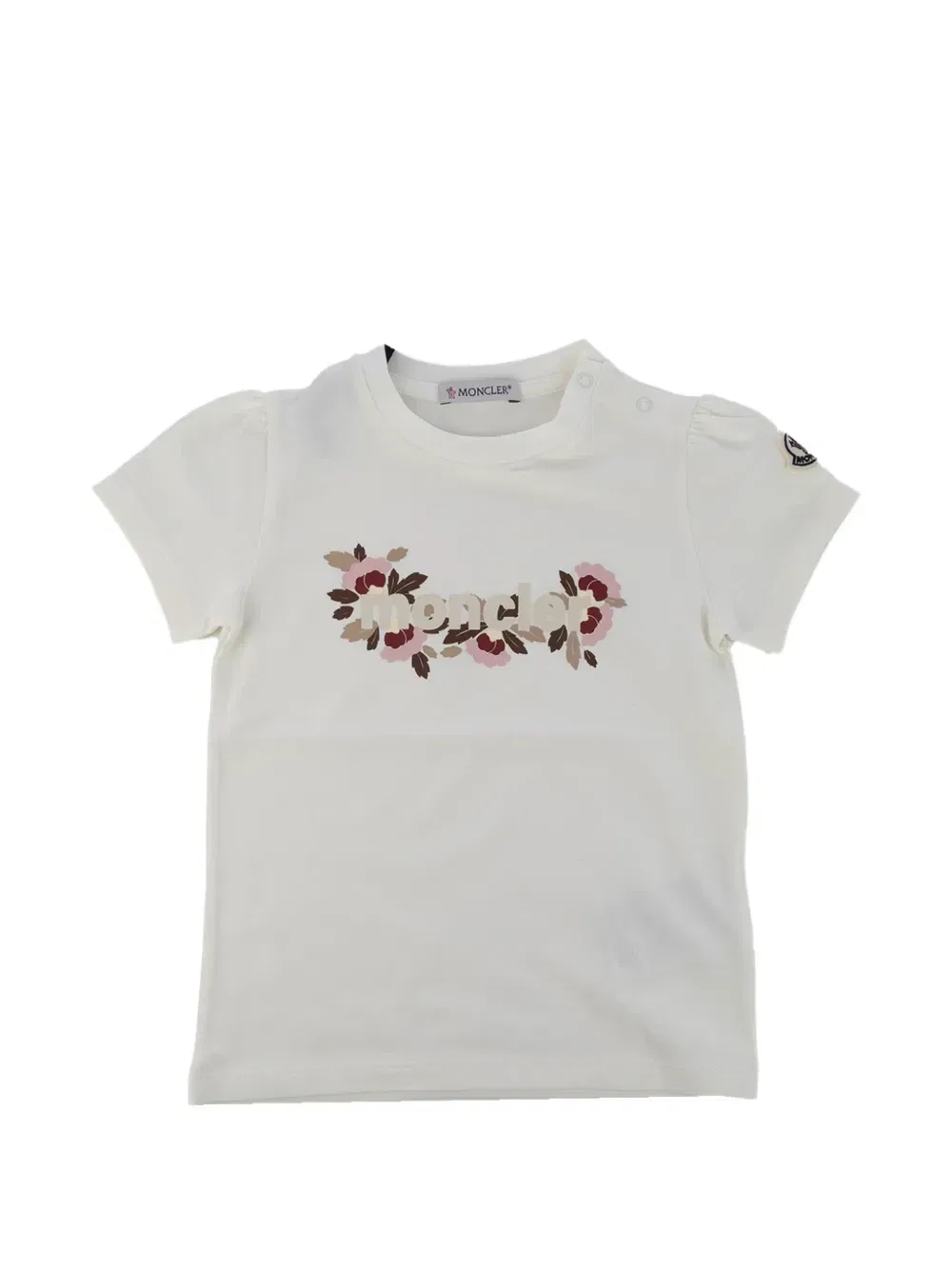 Футболка с цветочным принтом Moncler Enfant, бежевый