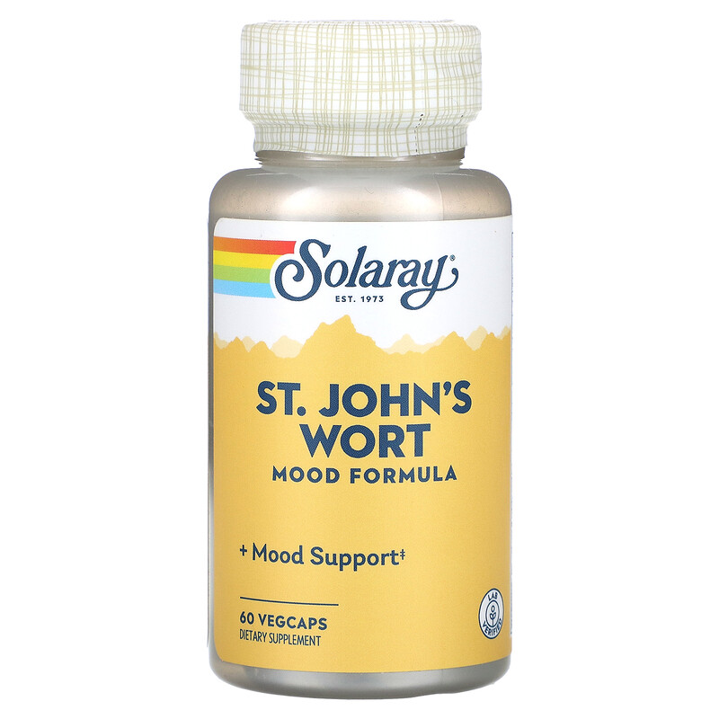 

Solaray, St. John's Wort, средство для поддержания хорошего настроения, 60 растительных капсул