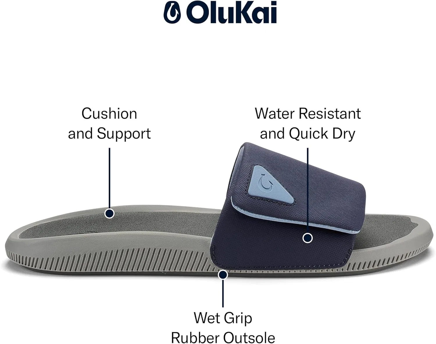 Сандалии мужские с поддержкой стопы OLUKAI, Blue Depth/Charcoal — фото 3
