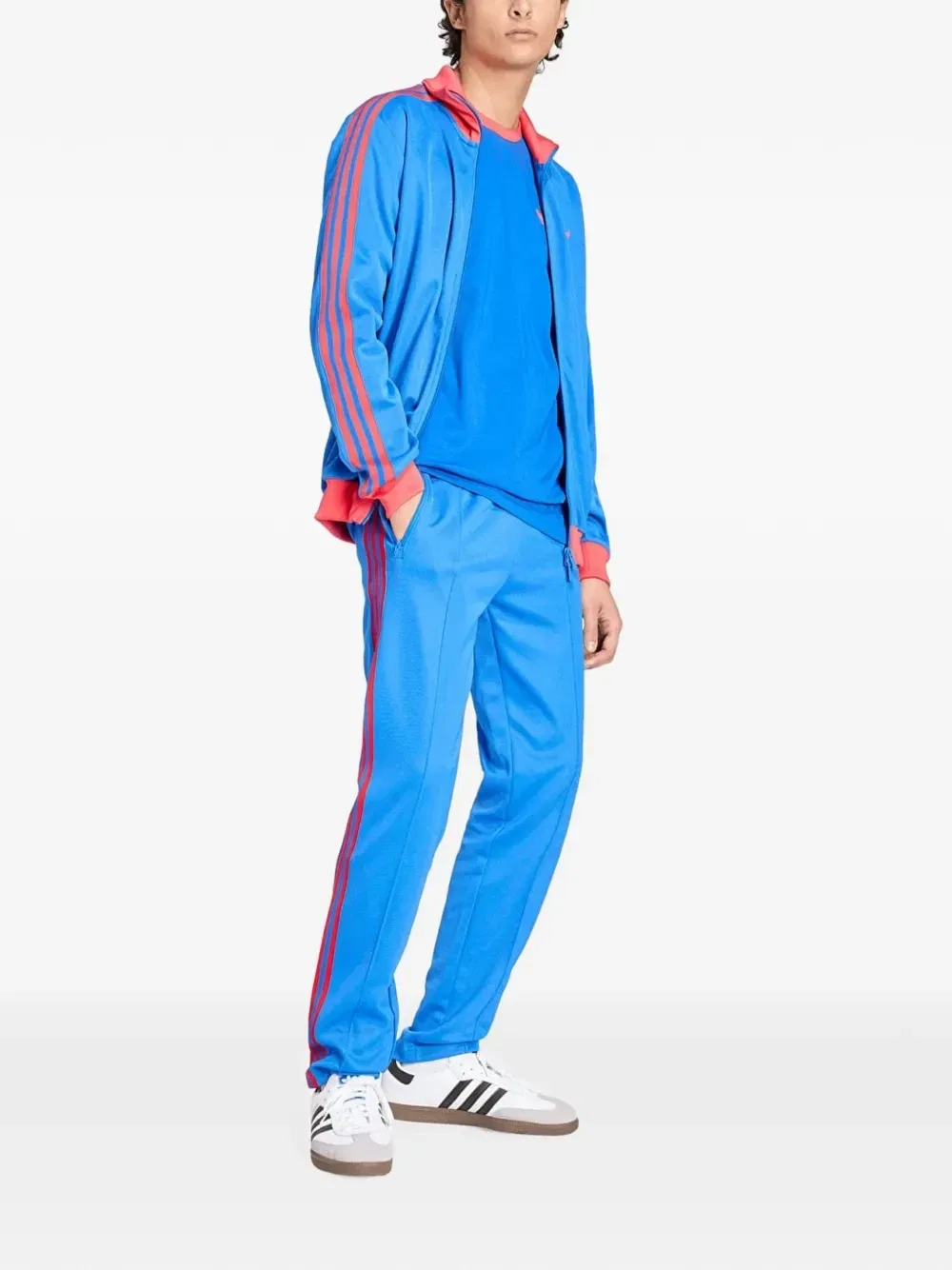 Спортивные штаны с вышитым логотипом и боковыми полосками Adidas, синий — фото 2