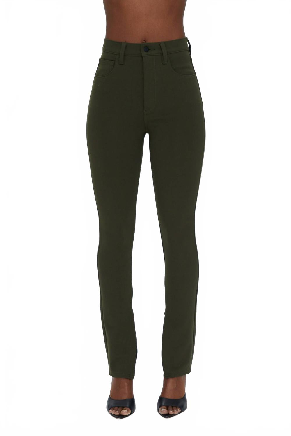 

Кендал Скинни Джинсы с высокой посадкой и молниями в цвете лес PISTOLA, Forest