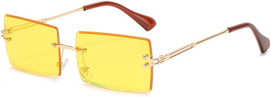 

Модные солнцезащитные очки 2027 года, маленькие прямоугольные, стильные, для женщин и мужчин, без оправы, для велоспорта, ретро, ​​защита от УФ-излучения UV400 MTZJH, C12 Yellow