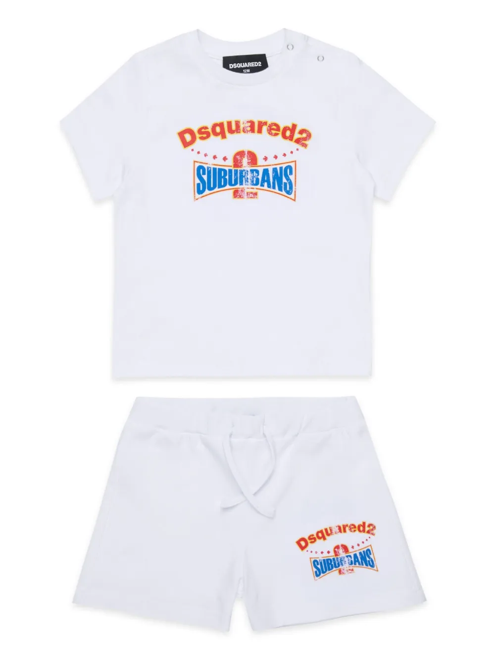 

Комплект из футболки и шортов с логотипом DSQUARED2 KIDS, белый