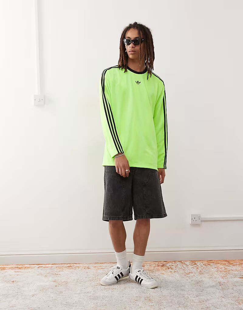 

Adidas Originals Adidas adicolor жаккардовая майка с длинными рукавами в сигнально-зеленом/черном цвете