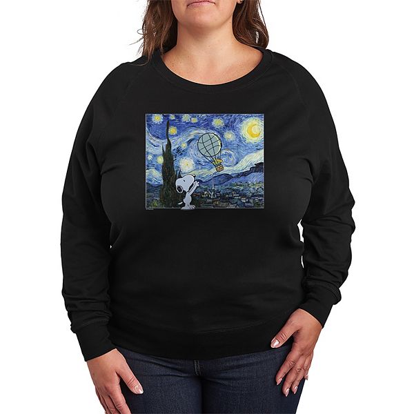 

Футболка с длинным рукавом French Terry Plus size Peanuts The Starry Night Licensed Character, Black