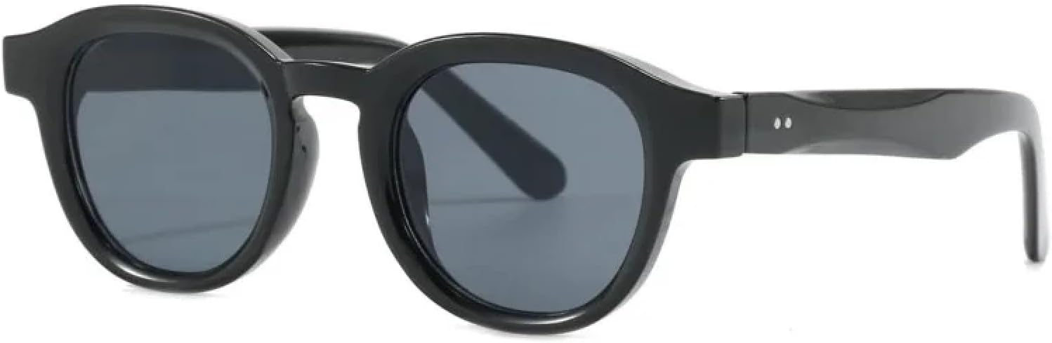 

Солнцезащитные очки с защитой от УФ-излучения UV400 | Круглая прозрачная оправа, линзы цвета океана, заклепки | Для женщин и мужчин, для занятий спортом на открытом воздухе и вождения DSVIGF, Black