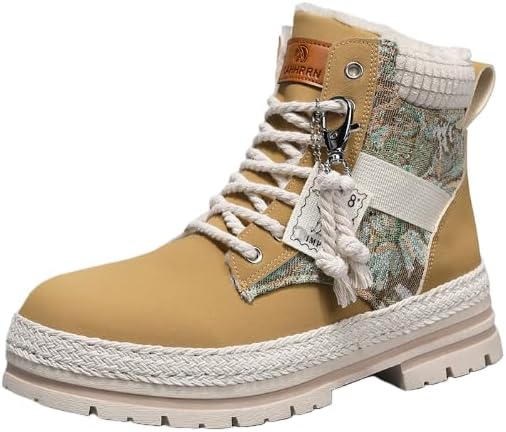 

Мужские зимние снегоступы Hhhchpm, водонепроницаемые утепленные ботинки на шнуровке с плюшевой подкладкой - утепленные нескользящие теплые ботинки для улицы и повседневной носки, желтый