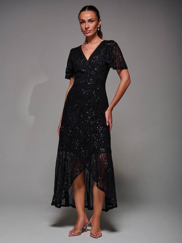 

Платье с ангельскими рукавами и пайетками Jolie Moi, Black