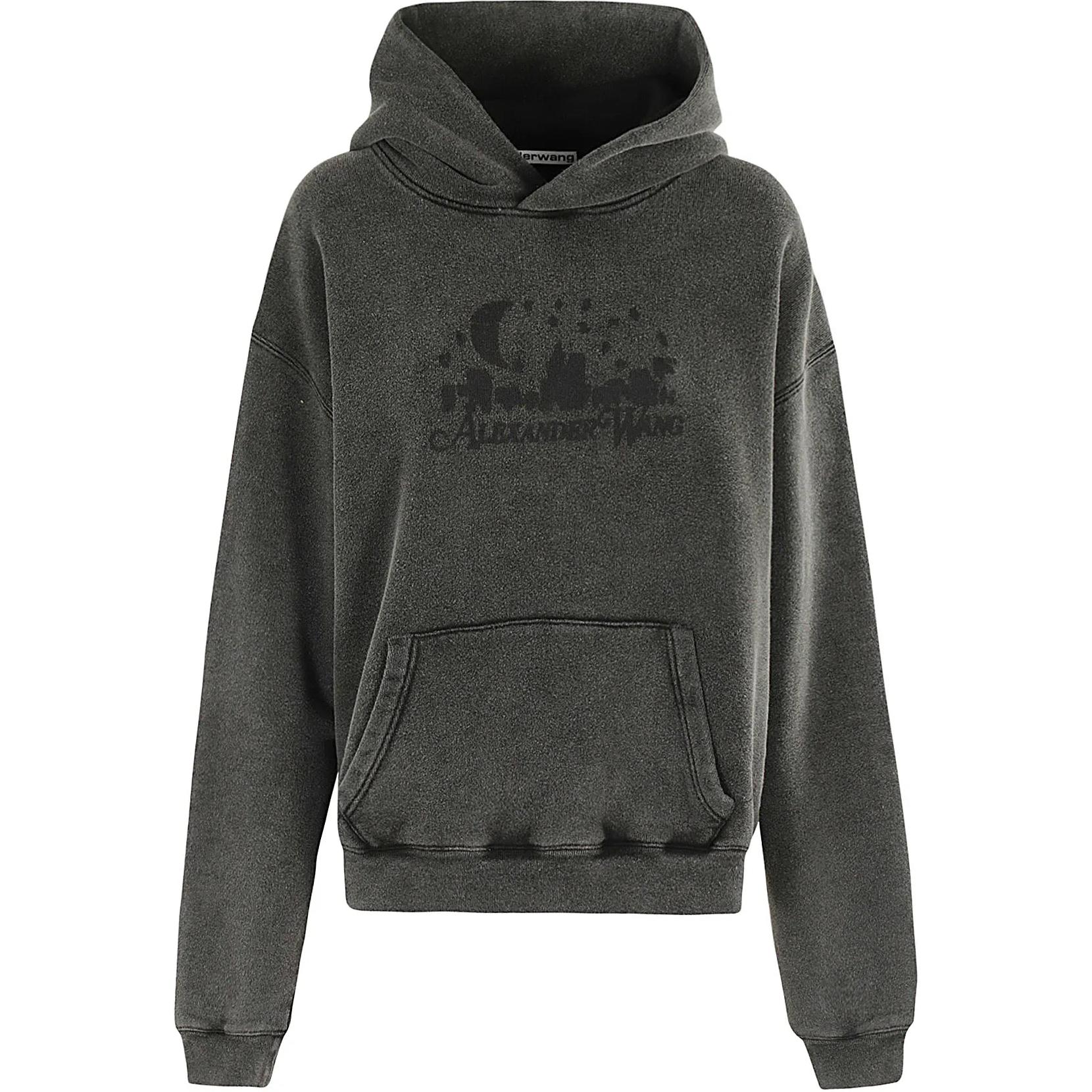 

Хлопковый худи с логотипом в технике жаккард Alexander Wang, серый