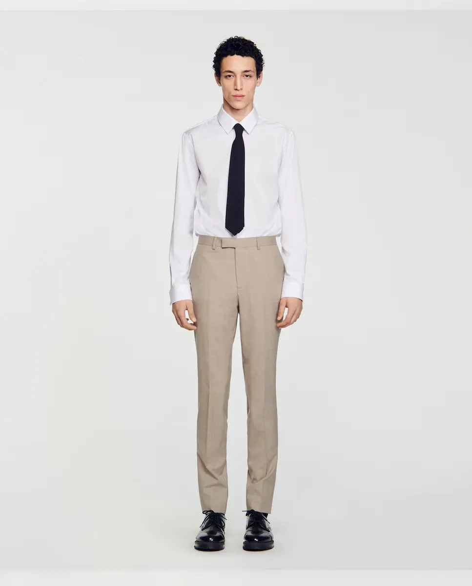 

Мужские шерстяные костюмные брюки узкого кроя Sandro, коричневый