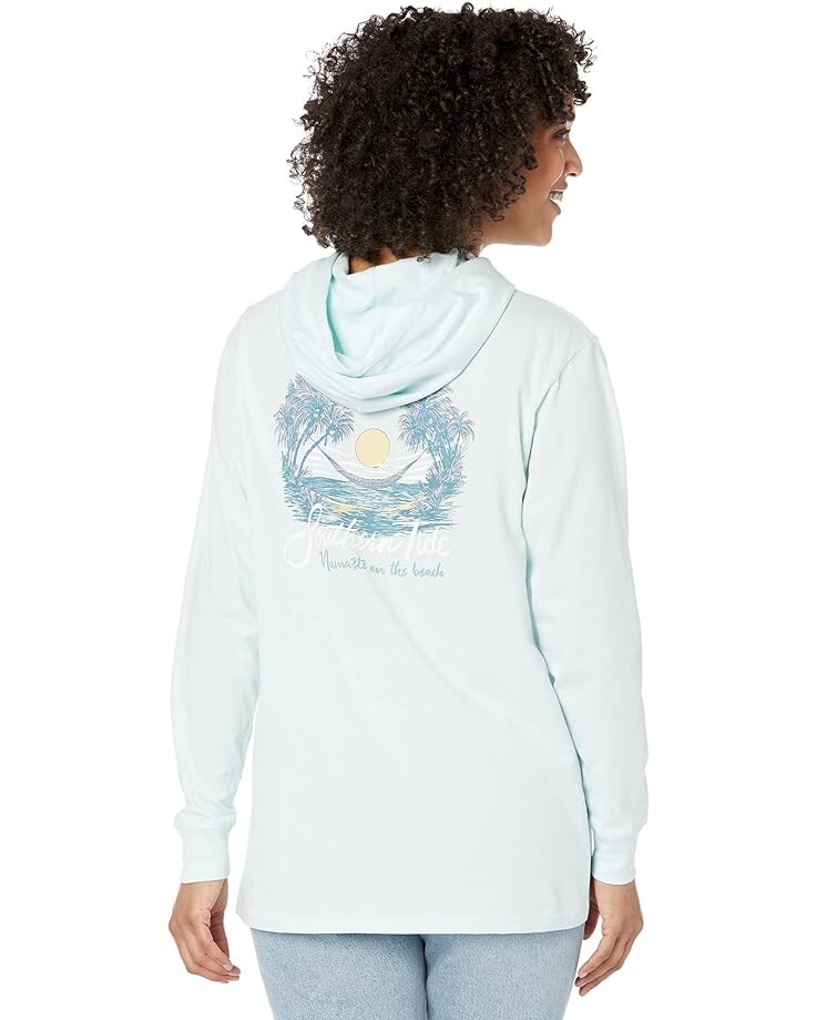 

Футболка Southern Tide Long Sleeve Namaste on The Beach Tee, цвет Turquoise Mist