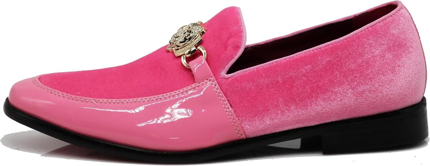 Мужские модные туфли-слипоны Enzo Romeo SPK65 с пряжкой и стразами, Pink — фото 3