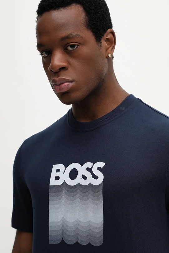 Хлопковая футболка te_insignia BOSS Orange, синий — фото 4