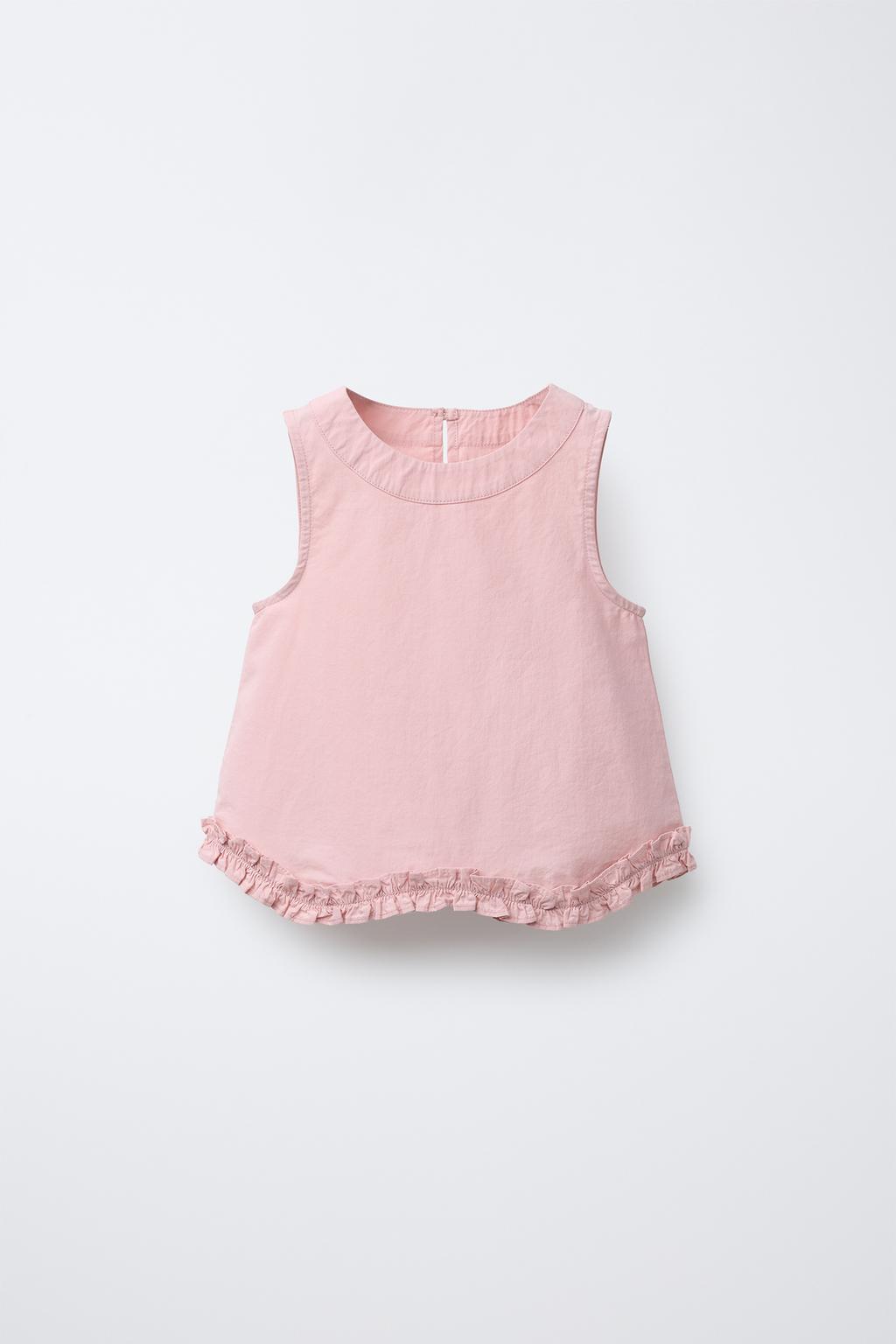 

Топ из поплина с оборками ZARA, розовый