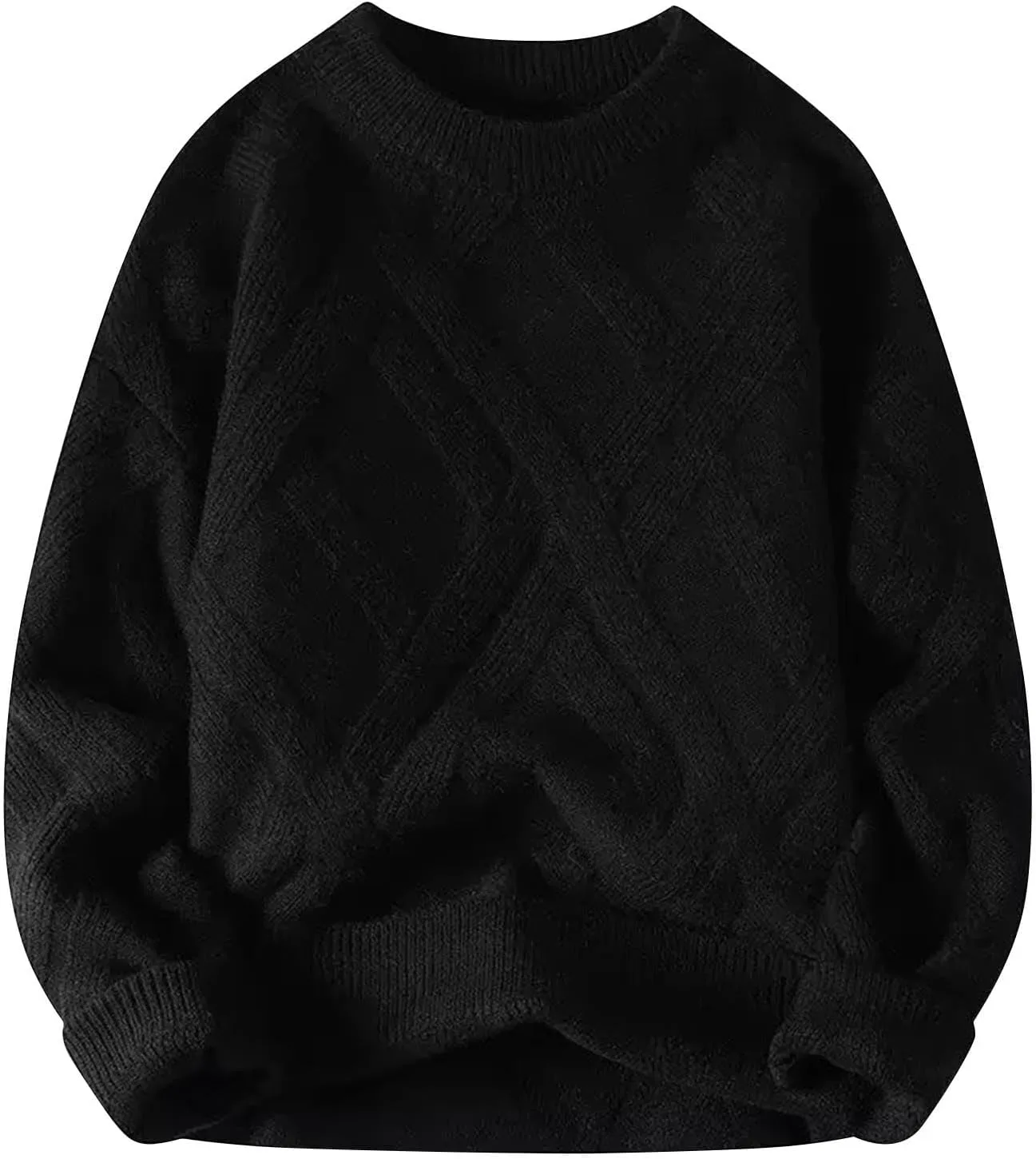 

Мужской свитер с косой вязкой, длинный рукав, мягкий AQAYL