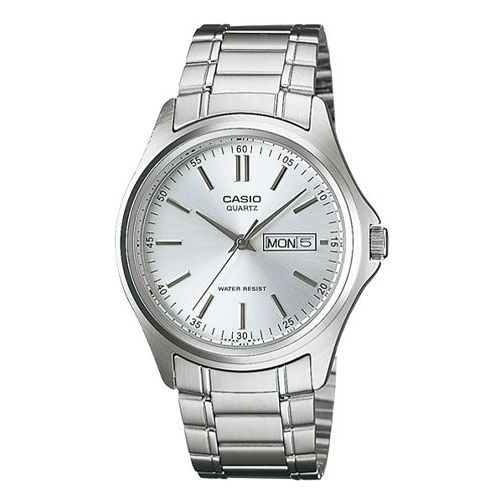 

Часы CASIO Waterproof Stainless Steel Strap Mens White Analog, белый