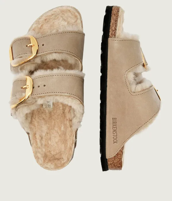 Тапочки из овчины Arizona BB Narrow fit Birkenstock, бежевый — фото 3