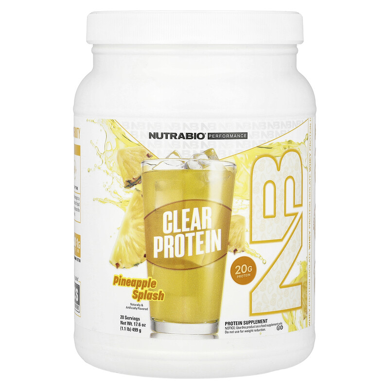 

NutraBio, Performance, прозрачный протеин, ананас, 499 г (1,1 фунта)