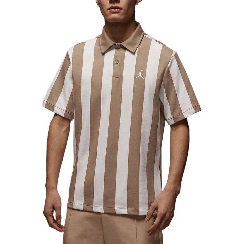 Футболка-поло мужская в полоску Khaki Brown White Stripes Jordan