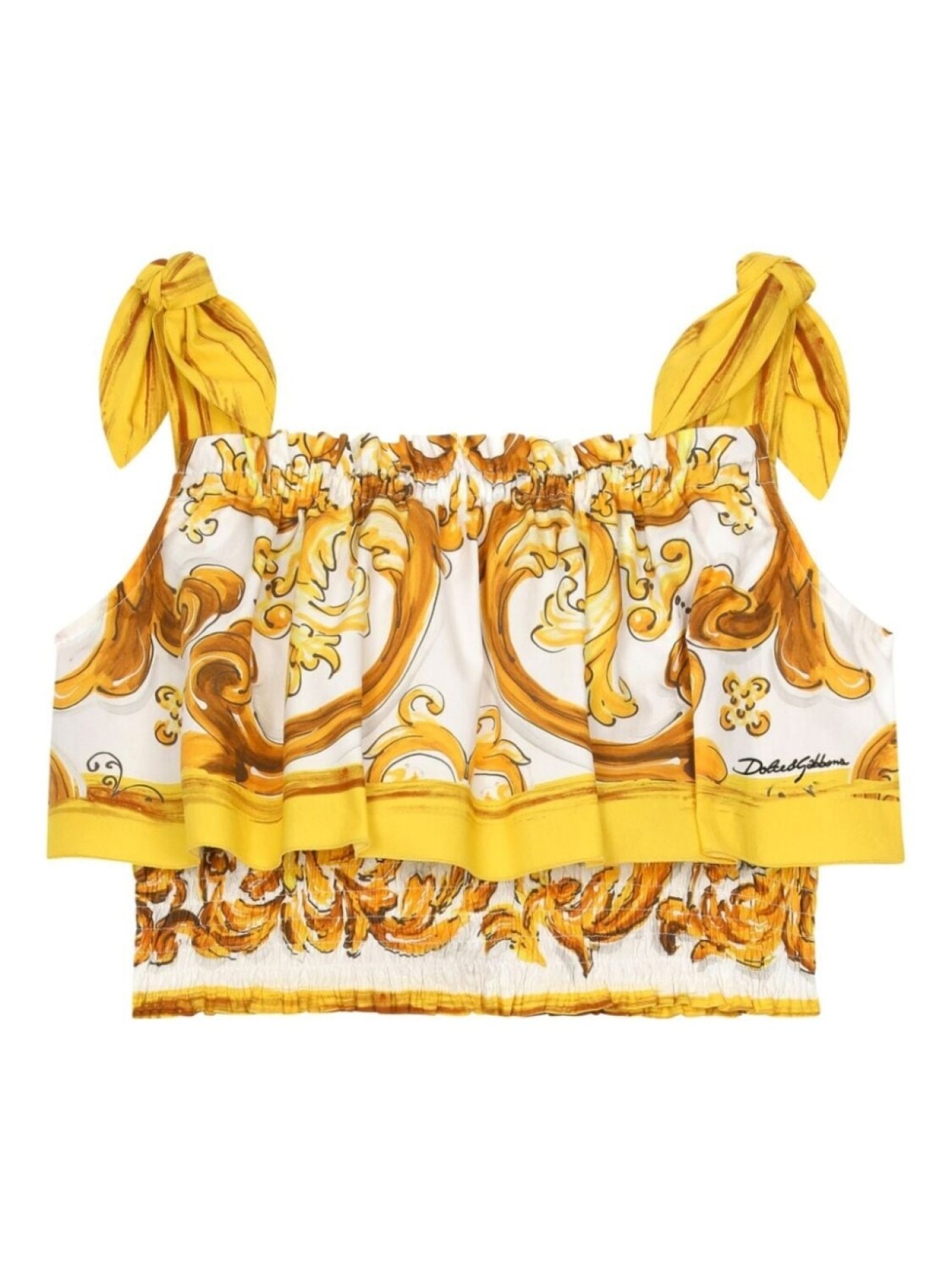 

Dolce & Gabbana Kids блузка с принтом Majolica, желтый