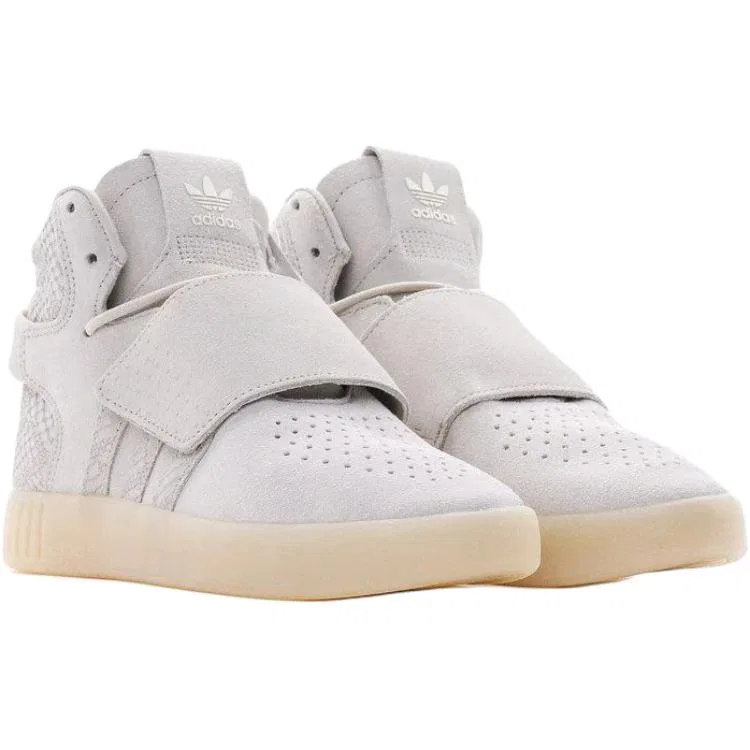 Кроссовки детские скейтбординговые Tubular Invader Strap High top бежевые унисекс Adidas Originals, Beige — фото 4
