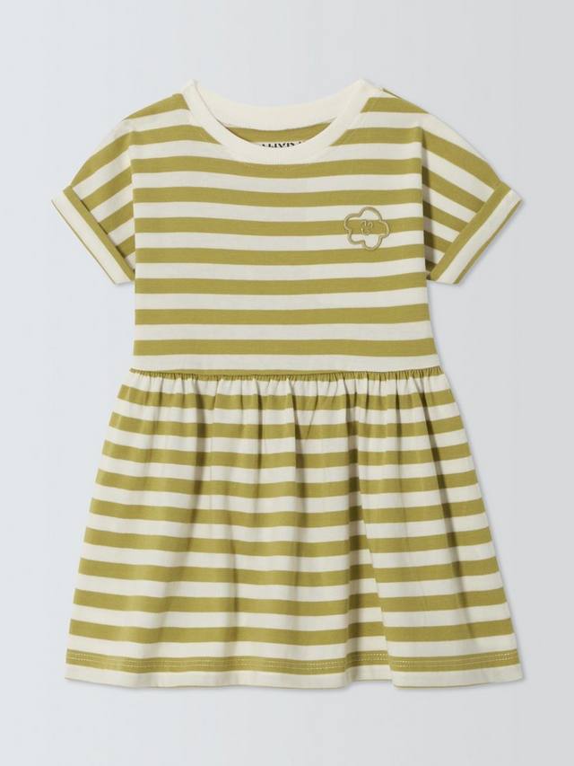 

Детское платье в полоску с коротким рукавом John Lewis , цвет Green/White