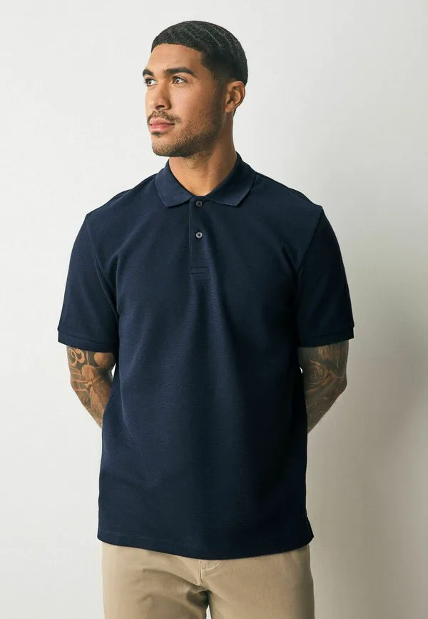 Текстурированная элегантная рубашка поло Next, Navy Blue