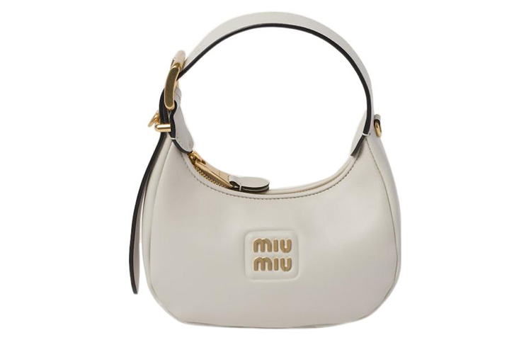 

MIU MIU Кожаная сумка хобо через плечо кроссбоди женская white