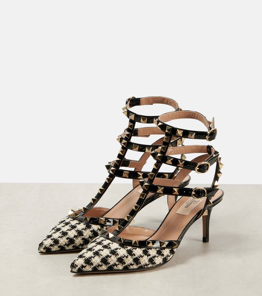 Туфли-лодочки с отделкой из твида и кожаными вставками Rockstud Valentino Garavani, Latte-Nero/Nero — фото 4