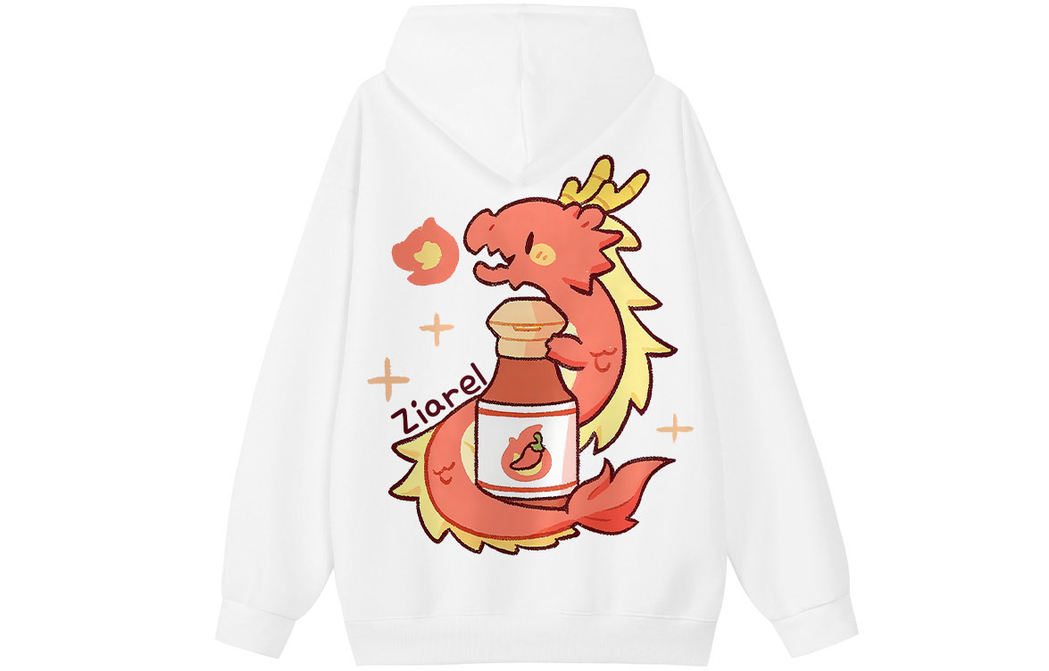 

Толстовка Unisex Hooded Moderate Heavyweight ZIAREL, белый-pepper красный dragon