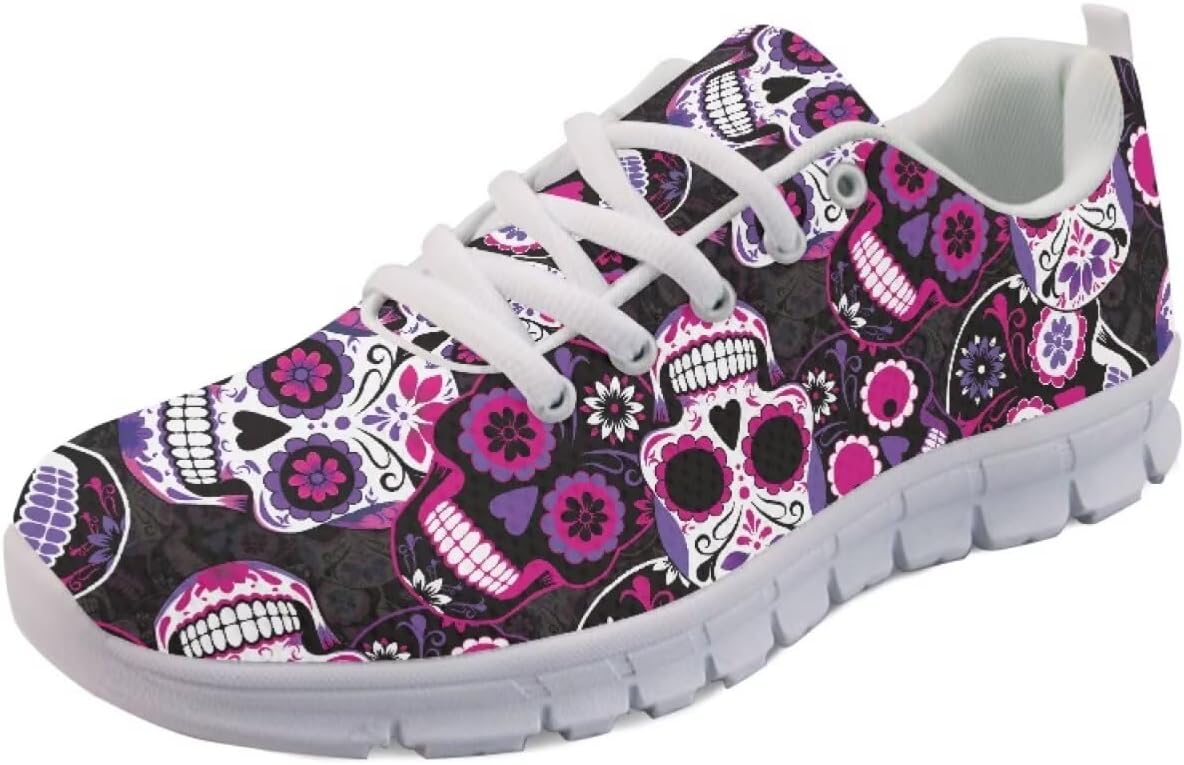 

Кроссовки Forchrinse для женщин и мужчин, повседневные обувь на шнуровке, дышащие легкие теннисные кроссовки для тренировок и ходьбы, Skull Pattern