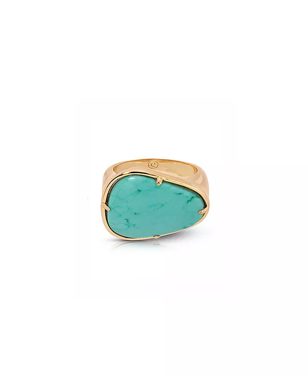 

Кольцо с бирюзой и солнцестоянием, покрытое 18-каратным золотом Ettika, turquoise