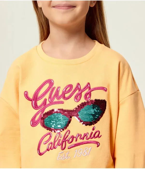 Толстовка oversize fit Guess, оранжевый — фото 4