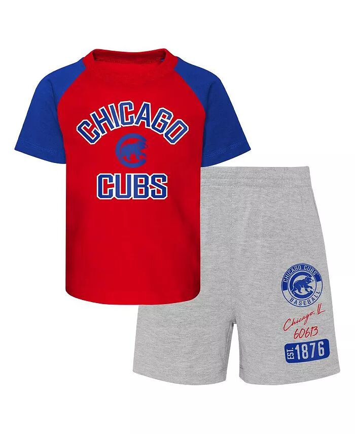 

Комплект из футболки и шорт реглан Chicago Cubs Ground Out Baller для мальчиков и девочек красного и серого цвета Outerstuff