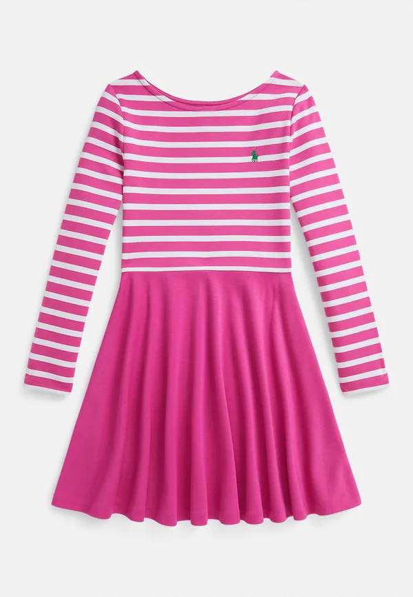 Полосатое платье из эластичного трикотажа понте 714y Polo Ralph Lauren, College Pink