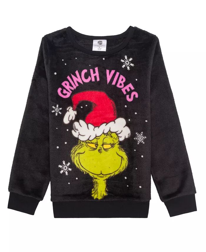 

Толстовка Big Girls Vibes с длинным рукавом из плюша The Grinch, черный